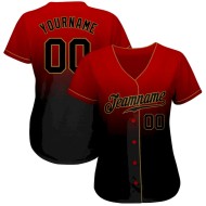 Custom Red Black-Old Gold Authentic Fade Fashion Baseball Jersey Custom Red Black-Old Gold Authentic Fade Fashion Baseball Jersey