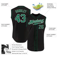 Custom Black Kelly Green-White Authentic Sleeveless Baseball Jersey Custom Black Kelly Green-White Authentic Sleeveless Baseball Jersey