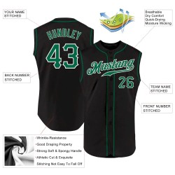 Custom Black Kelly Green-White Authentic Sleeveless Baseball Jersey Custom Black Kelly Green-White Authentic Sleeveless Baseball Jersey