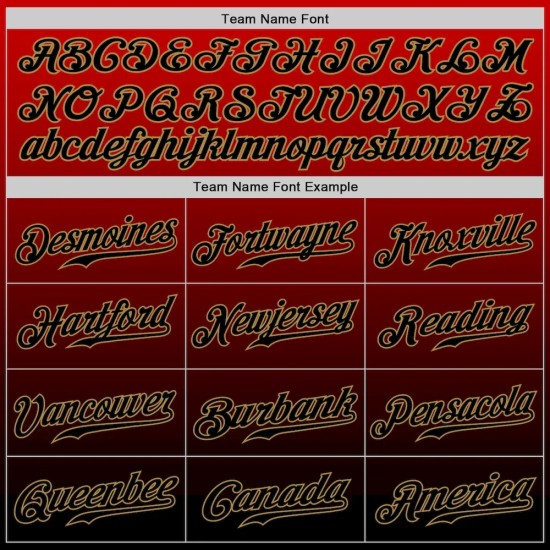 Custom Red Black-Old Gold Authentic Fade Fashion Baseball Jersey