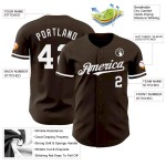 Custom Brown White Authentic Baseball Jersey Custom Brown White Authentic Baseball Jersey