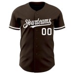 Custom Brown White Authentic Baseball Jersey Custom Brown White Authentic Baseball Jersey