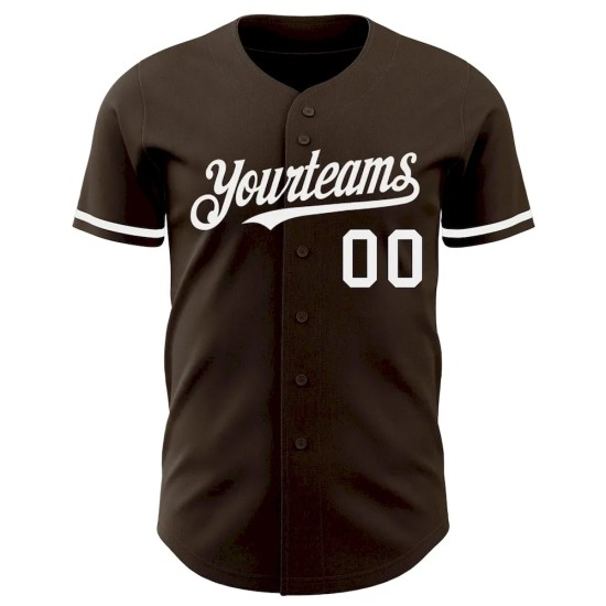 Custom Brown White Authentic Baseball Jersey Custom Brown White Authentic Baseball Jersey