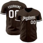 Custom Brown White Authentic Baseball Jersey Custom Brown White Authentic Baseball Jersey