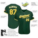 Custom Green White Pinstripe Gold-White Authentic Baseball Jersey Custom Green White Pinstripe Gold-White Authentic Baseball Jersey