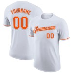 Custom White Orange-Gray Performance T-Shirt Custom White Orange-Gray Performance T-Shirt
