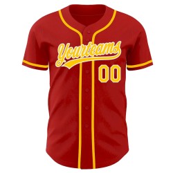 Custom Red Gold-White Authentic Baseball Jersey Custom Red Gold-White Authentic Baseball Jersey