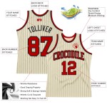 Custom Cream Black Pinstripe Red Authentic Basketball Jersey Custom Cream Black Pinstripe Red Authentic Basketball Jersey