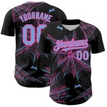 Custom Black Light Blue-Pink 3D Pattern Design Spider Web Authentic Baseball Jersey Custom Black Light Blue-Pink 3D Pattern Design Spider Web Authentic Baseball Jersey