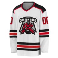 Custom White Red-Black Hockey Jersey