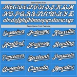 Custom Electric Blue White-Black 3 Colors Arm Shapes Authentic Baseball Jersey