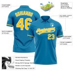 Custom Panther Blue Yellow-White Performance Vapor Golf Polo Shirt Custom Panther Blue Yellow-White Performance Vapor Golf Polo Shirt