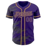 Custom Purple Steel Gray Splash Ink Old Gold Authentic Baseball Jersey