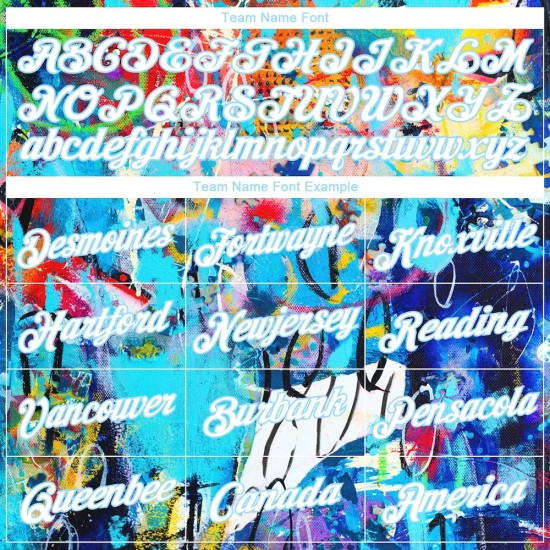 Custom Women's Graffiti Pattern White-Light Blue Multi Colored Mixed Media Art 3D V-Neck Cropped Baseball Jersey Custom Women's Graffiti Pattern White-Light Blue Multi Colored Mixed Media Art 3D V-Neck Cropped Baseball Jersey