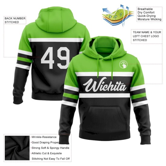 Custom Stitched Black White-Aurora Green Line Sports Pullover Sweatshirt Hoodie Custom Stitched Black White-Aurora Green Line Sports Pullover Sweatshirt Hoodie
