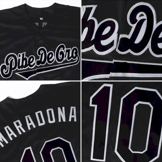 Custom Black White-Royal Authentic Baseball Jersey