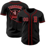 Custom Black Red-Gray Authentic Baseball Jersey