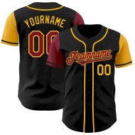 Custom Black Crimson-Gold Authentic Two Tone Baseball Jersey
