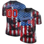 Custom Black Red-White 3D American Flag Fashion Performance T-Shirt Custom Black Red-White 3D American Flag Fashion Performance T-Shirt