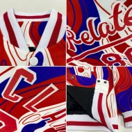 Custom Figure Red-Royal 3D Bomber Full-Snap Varsity Letterman Jacket Custom Figure Red-Royal 3D Bomber Full-Snap Varsity Letterman Jacket