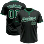 Custom Black Kelly Green Pinstripe White Two-Button Unisex Softball Jersey Custom Black Kelly Green Pinstripe White Two-Button Unisex Softball Jersey