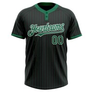 Custom Black Kelly Green Pinstripe White Two-Button Unisex Softball Jersey
