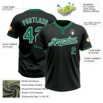 Custom Black Kelly Green Pinstripe White Two-Button Unisex Softball Jersey Custom Black Kelly Green Pinstripe White Two-Button Unisex Softball Jersey