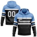 Custom Stitched Black White-Light Blue Line Sports Pullover Sweatshirt Hoodie Custom Stitched Black White-Light Blue Line Sports Pullover Sweatshirt Hoodie