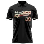 Custom Black Vintage USA Flag-Cream Performance Vapor Golf Polo Shirt
